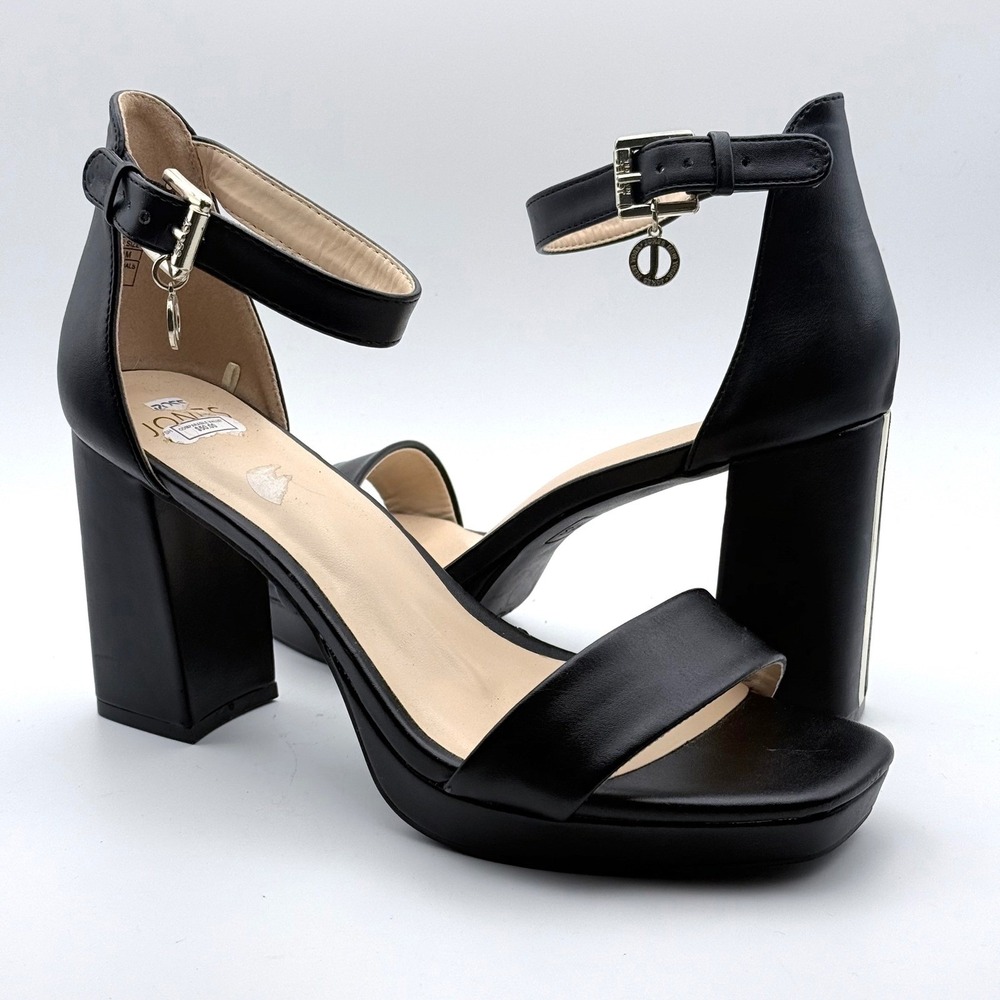 Jones New York Torelli Sandals Womens 11M Black Block Heel Platform Ankle Strap